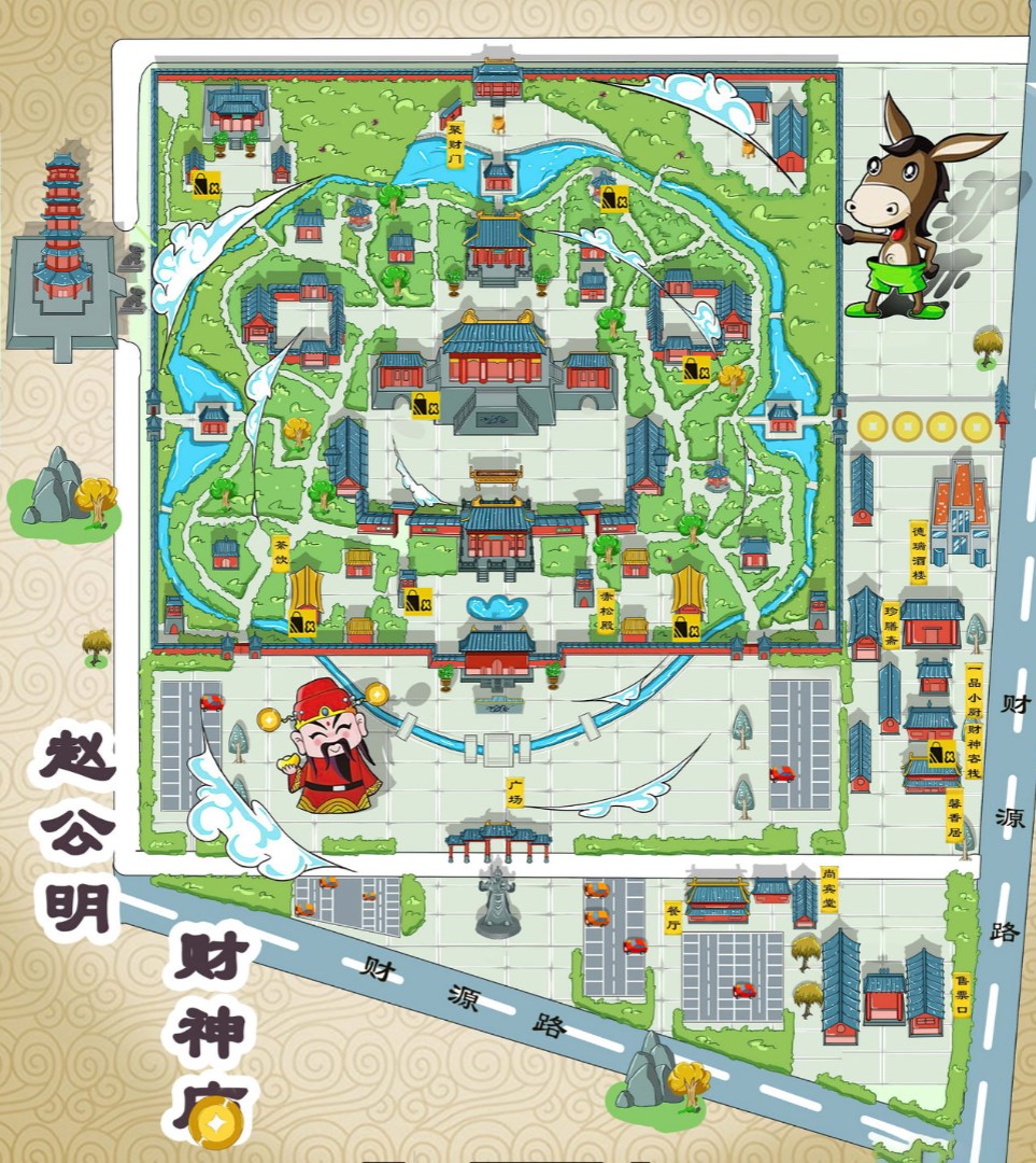 青龙寺庙类手绘地图